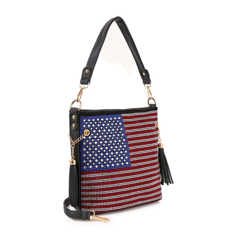 American Flag  Rhinestone Hobo Crossbody