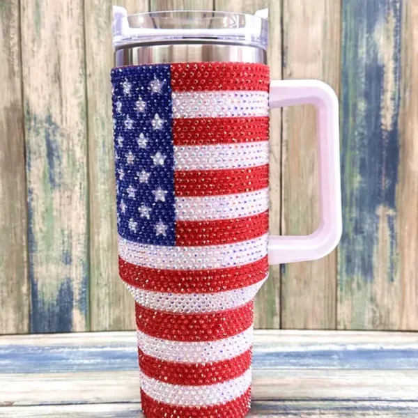 Crystal American Flag 44 oz Tumbler