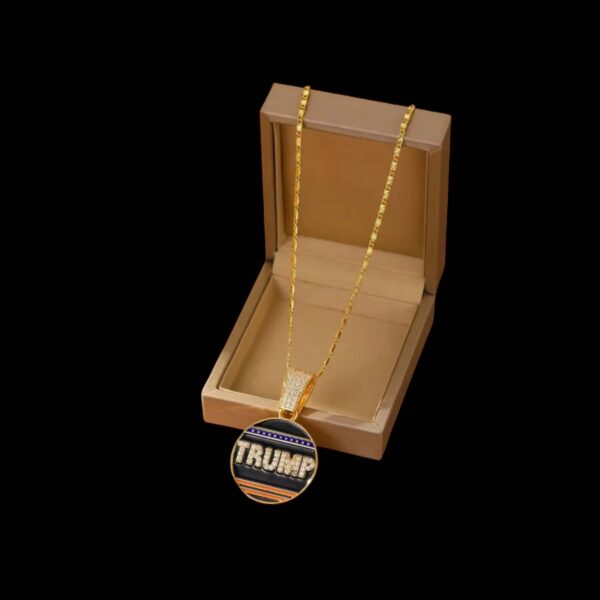 Bling Crystal Trump American Flag Necklace